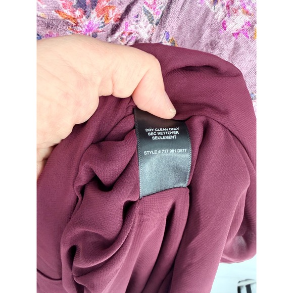 Rebecca Taylor Silk Blend Floral Velvet Midi Dress Purple Puff Sleeve Size 6 - Picture 5 of 11